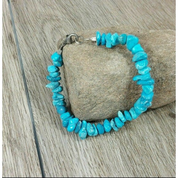 Blue Stones Beaded Bracelet Natural Gemstones Beads Jewelry Jewel Trinket Gift - Picture 3 of 9